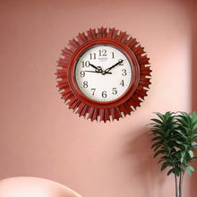 Wooden Look Round Wall Clock - Battery Operated, Easy-to-Read, Plastic Design for Home/Office